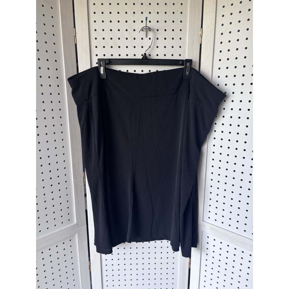 Lane Bryant Women's‎ 22/24 Black Pull On Knee Skirt Flowy Poly Spandex